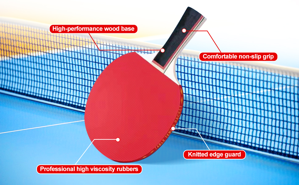 Набір для пінг-понгу JurciCat: 2 ракетки, 3 м'ячі, сумка. Підходить для гри в приміщенні та на вулиці. Довга ручка.