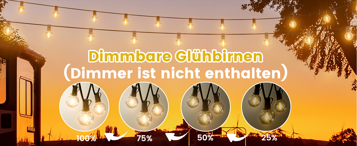 LED гірлянда Yuusei 60м з 100+4 лампочки (тепле світло), IP45, для дому та саду