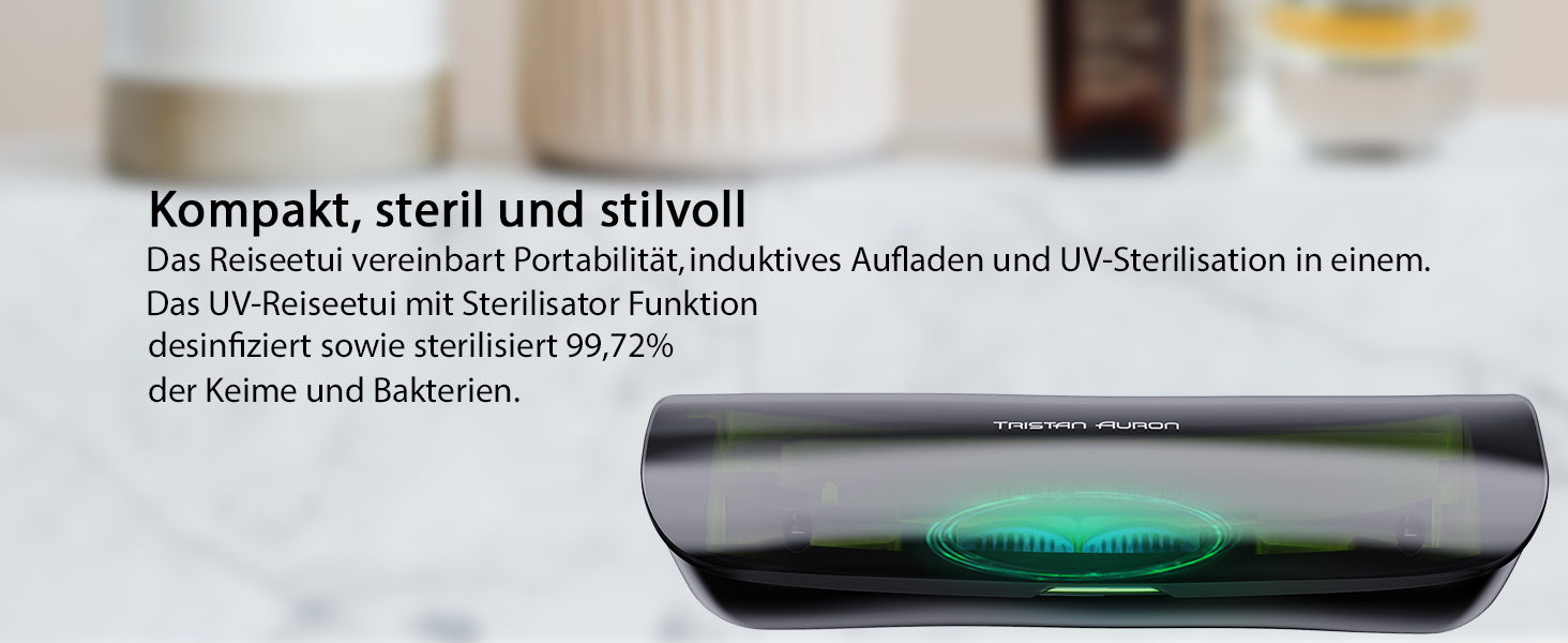 Електрична зубна щітка Tristan Auron SonicMaster - 55 000 вібрацій, 5 режимів, 60 днів акумулятора, UV-стерилізатор, 6 насадок, чорний колір