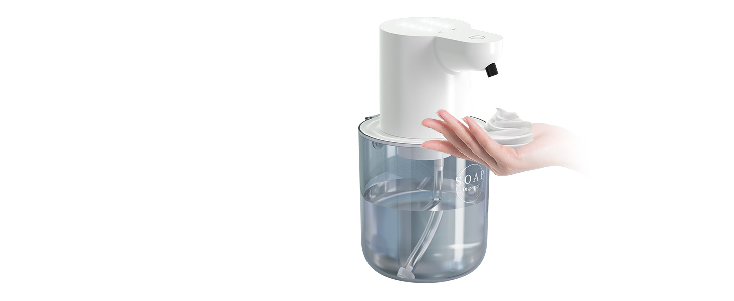 Автоматичний диспенсер для рідкого мила Cuteefun, 400 мл, сенсорний, індикатор заряду батареї, 4-рівнева регулювання дозування, настінний для ванної, кухні, чорний, піниться