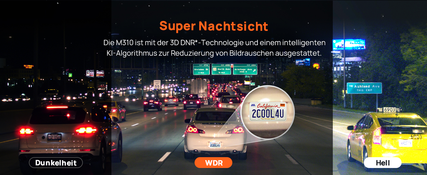 Відеореєстратор 70mai M310 2K WiFi для авто, 1296P WDR, Super Night Vision, 24h парковка, запис по колу, виявлення зіткнень, 256GB