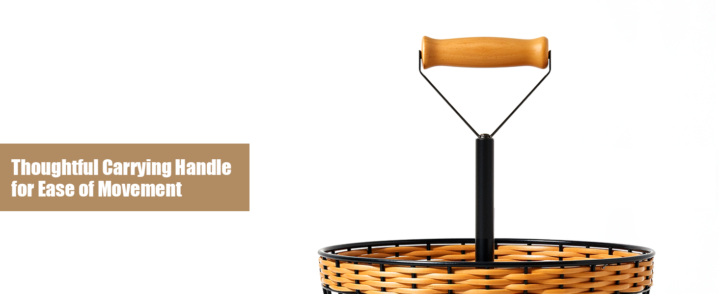 Двоярусний кошик для фруктів LEEJARD з синтетичного ротангу, знімний піддон, чорний (H:45 Dm:29 см)