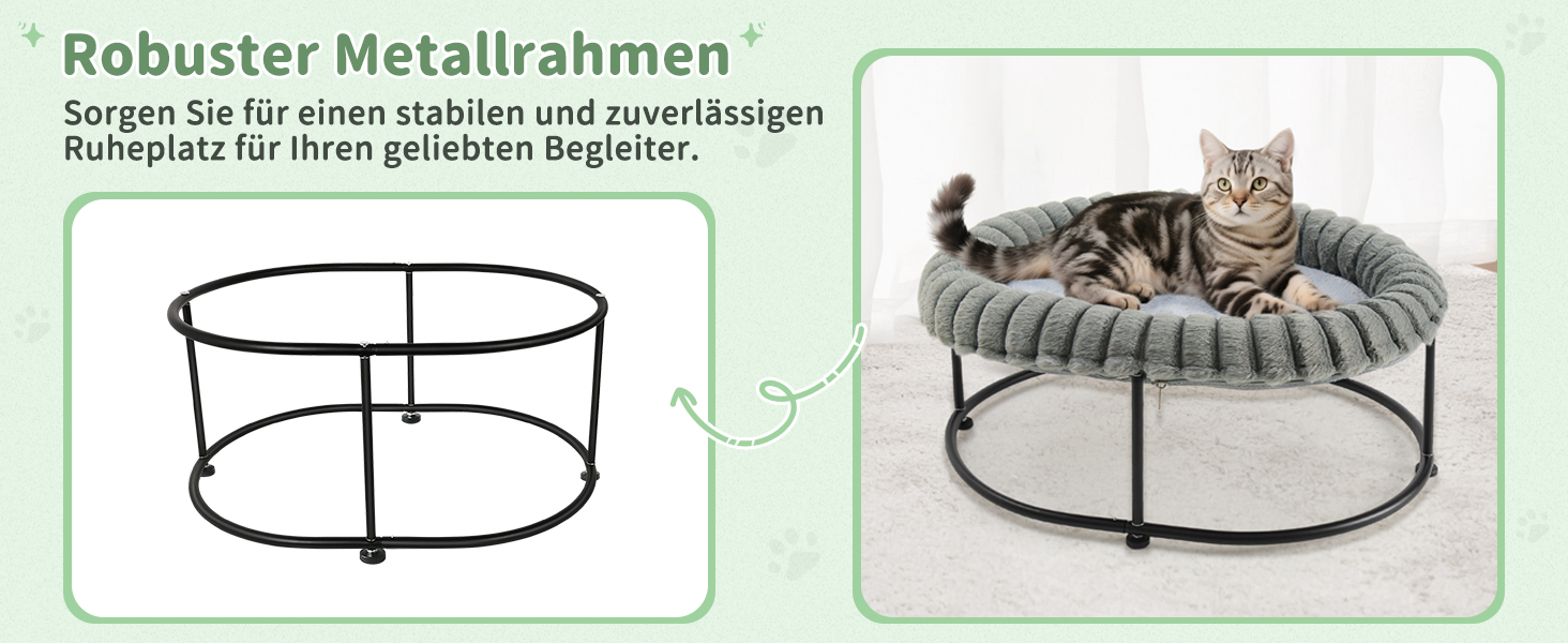 GUUSII HOME Підвищене ліжко для котів, гамак для котів, ліжко для великих котів, лежанка для кошенят, гамак для котів, диван для котів, ліжко для цуценят, диван з міцним металевим каркасом, знімне м'яке покриття, 58.5*43*21 см (Сірий)