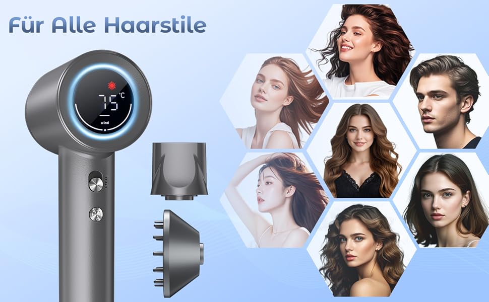 Іонізатор для волосся MANKIW, 160 000 об/хв, Supersonic фен з магнітною насадкою, швидке сушіння