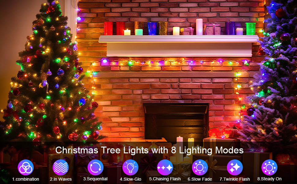 Гірлянда святкова LED 10 метрів, 100 світлодіодів, з пультом дистанційного керування, 8 режимів, вологостійка, для декору саду, вечірки, тераси, балкону (багатокольорова)