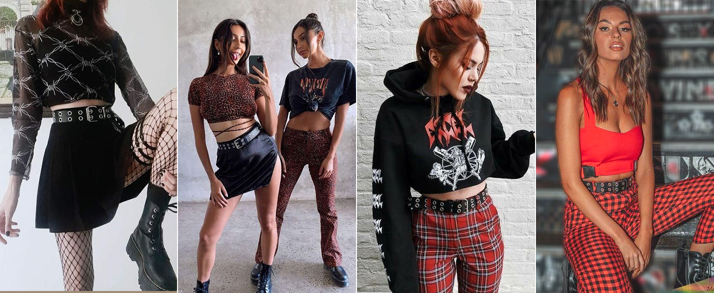 Ремень JasGood Punk унісекс, подвійні отвори, стиль косплей, хіп-хоп, рок, готика, чорно-білий, 105 см