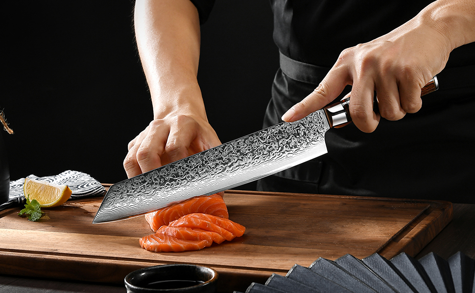 Ніж кухарський FANTECK Kiritsuke Damast 24 см, сталь VG-10 (67 шарів), рукоять Pakkawood, в подарунковій коробці