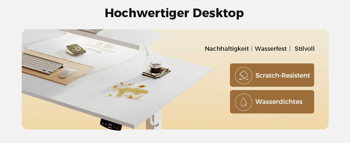 Електричний регульований стіл Agilestic 140x60 см з LED-підсвіткою, USB-портом та мобільним тримачем монітора, білий