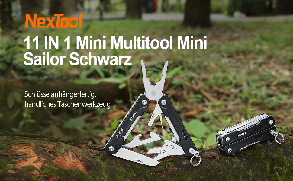 Мультитул 9-в-1 Mini Sailor Lite чорний: плоскогубці, ножиці, SIM-екстрактор, викрутка, без леза, для подорожей, EDC, TSA-дозволений