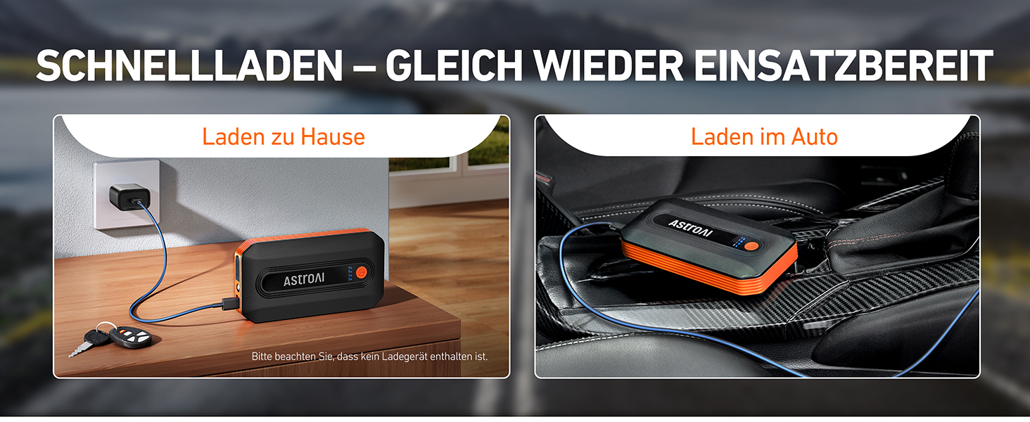 Powerbank AstroAI B8 для авто: пускова станція, 7.0л бензин/5.5л дизель, LED, QC 3.0 USB, 12V, Orange