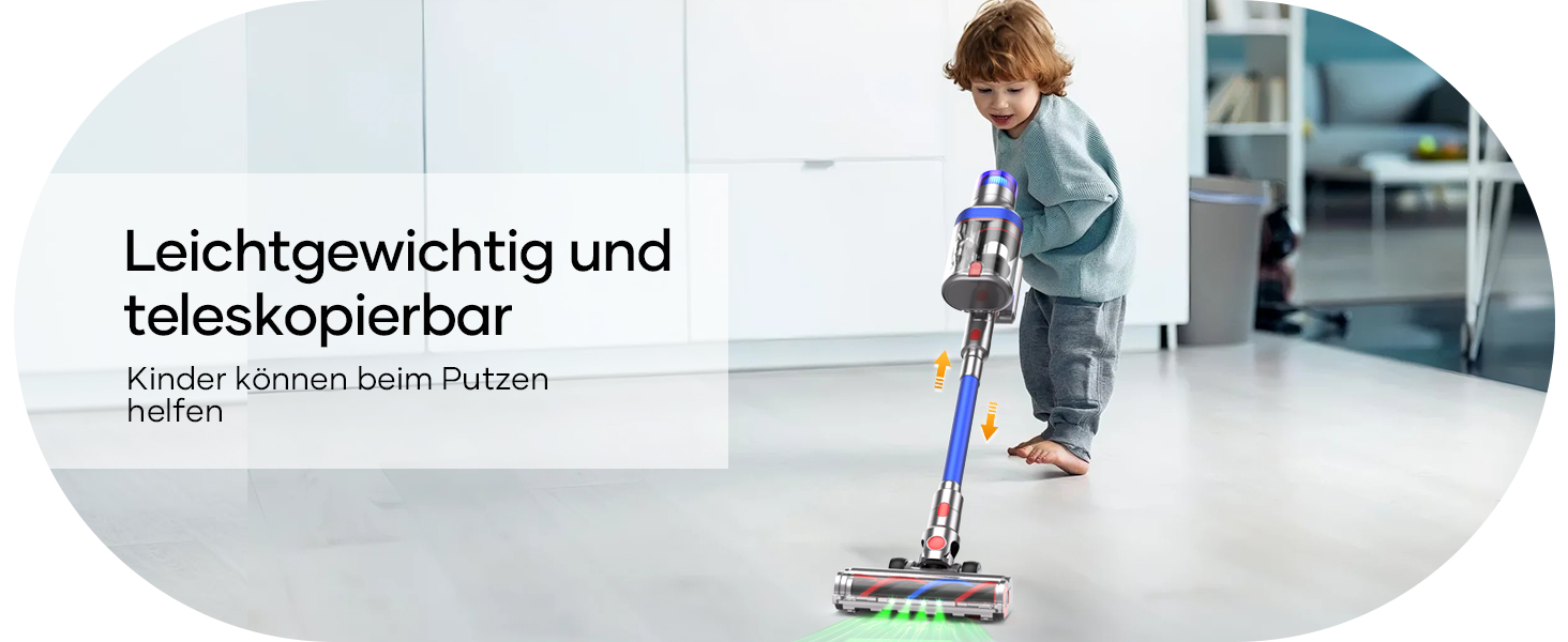 Бездротовий пилосос REBANIC S18 Max з дисплеєм, 600 Вт, 75 хвилин роботи, 58000 Па, об'єм контейнера 2 л, для твердих підлог, килимів, шерсті тварин, блакитний