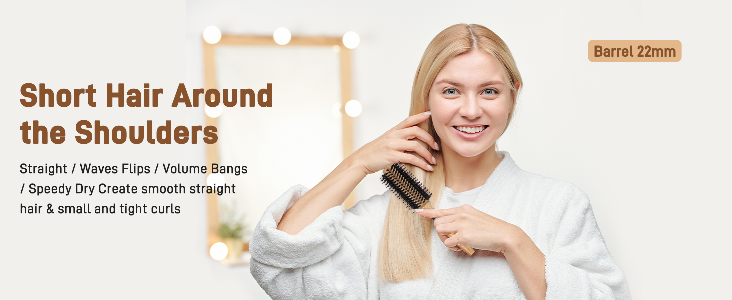 Професійна кругла щітка для волосся BESTOOL з щетиною дикого кабана та нейлоновими шпильками (діаметр 38 мм)