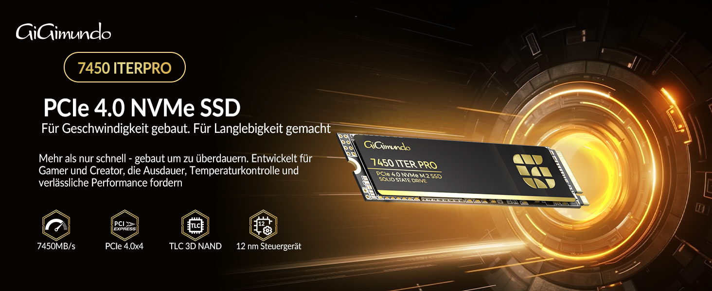 SSD GiGimundo 1TB M.2 NVMe PCIe Gen4×4 – 7100 МБ/с, 5000 МБ/с, 2280, 3D NAND TLC, сумісний з PS5