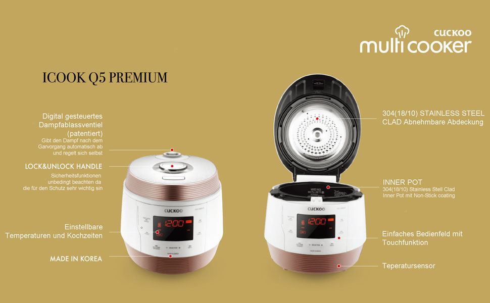Мультиварка CUCKOO CMC-QSB501S iCook Q5 Premium з антипригарним покриттям, 4.75 л, 8-в-1, з голосовим керуванням та 3D нагріванням