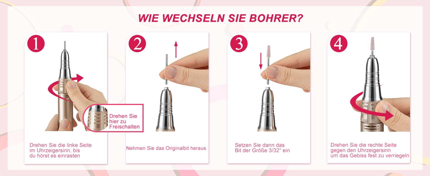 Електричний апарат для манікюру та педикюру Madenia TouchPro – 35000 об/хв, з LED-дисплеєм, 6 насадок, для гелевого манікюру