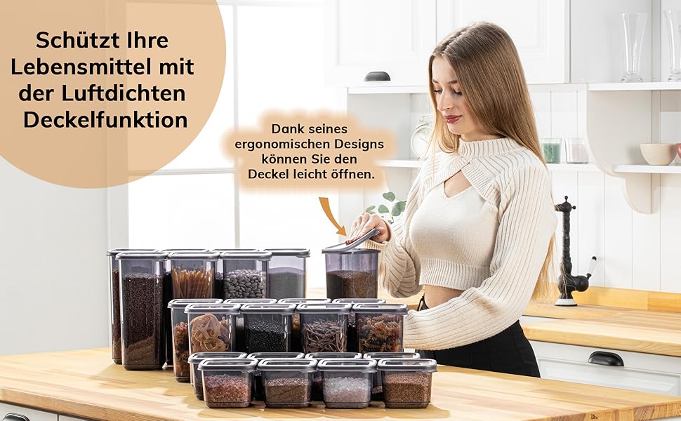 Контейнери для зберігання Meleni з кришкою, набір 12 шт., для кухні, зберігання та організації, BPA Free