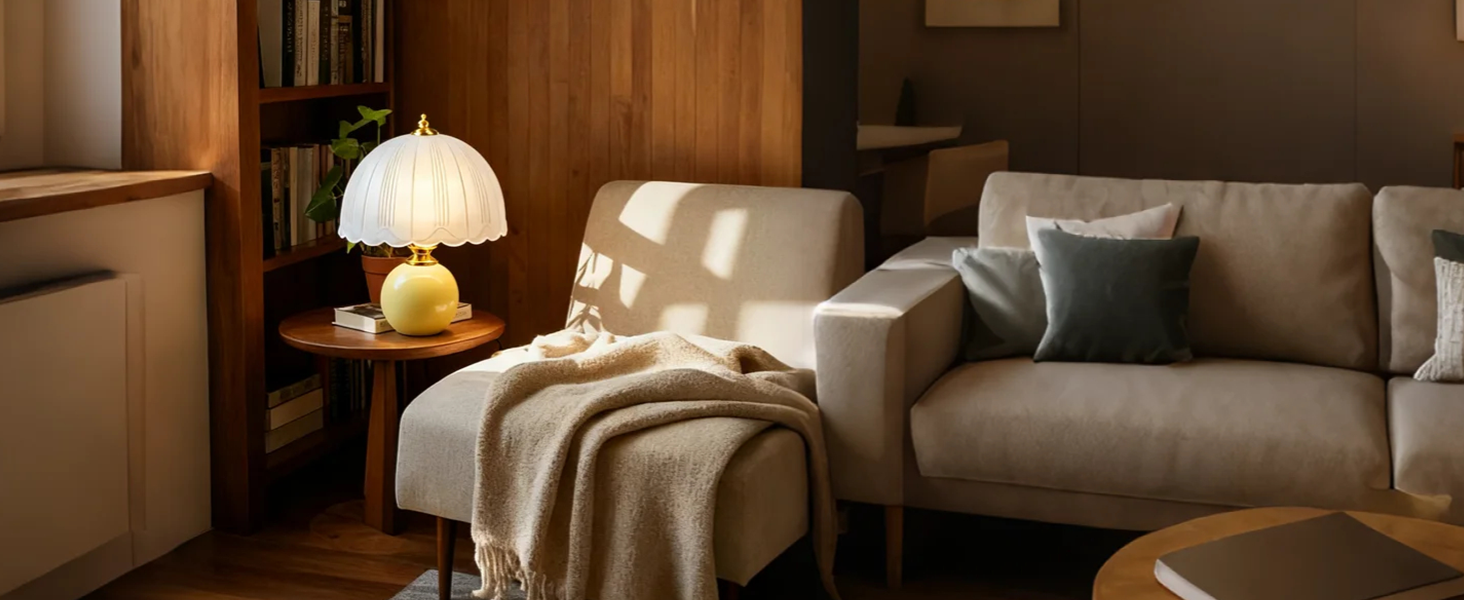 LED настільна лампа, невеликий скляний світильник з 3 режимами кольору, вінтажний приліжний світильник для вітальні та спальні