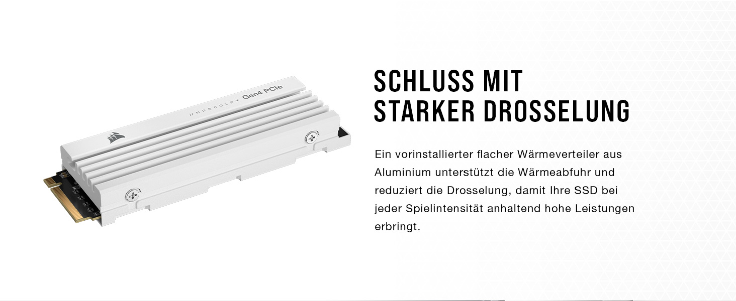 SSD Corsair MP600 PRO LPX 4TB M.2 NVMe PCIe Gen4 - Оптимізовано для PS5, 7100 МБ/с (білий)