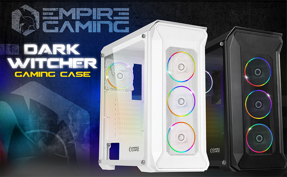 Ігровий корпус для ПК Empire Gaming Darkwitcher ATX, ARGB, металева сітка, загартоване скло, 4 PWM вентилятори 120мм, чорний
