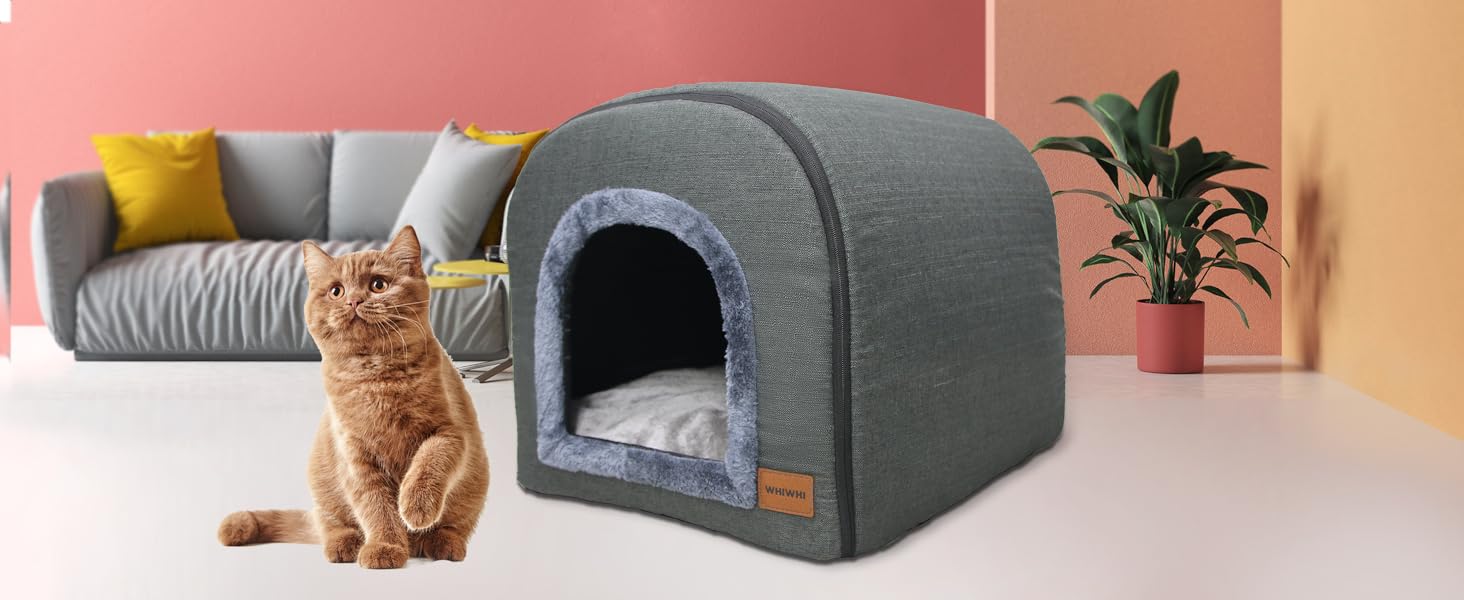 Кігтеточка-будиночок для котів з плюшем, 50x42x42 см, темно-сірий