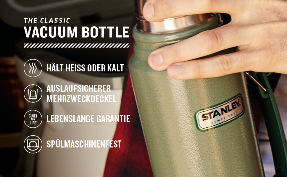 Термос Stanley Classic Legendary, нержавіюча сталь, 1 л, 24-32 год тримає тепло/холод, BPA Free, кришка-чашка, для напоїв, для подорожей