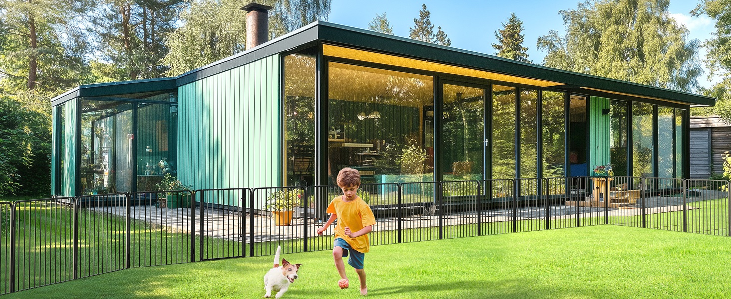 Вольєр для цуценят Yaheetech 24-секційний з замком, тихі труби, захист для підлоги, посилені металеві дроти, 80 см, для квартири та саду