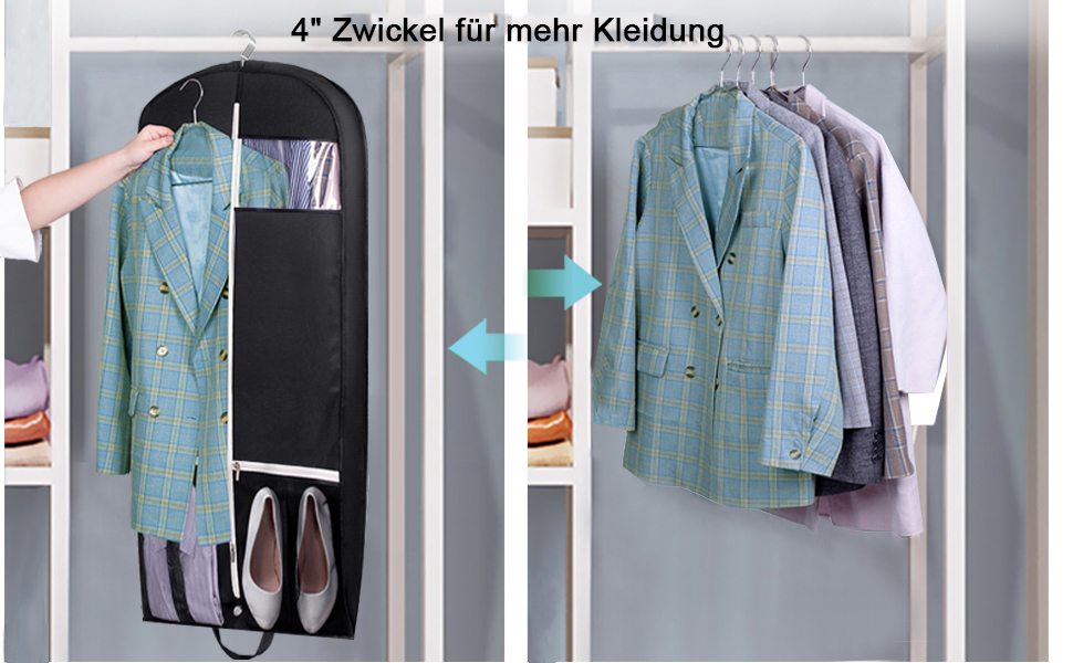 Чохол для одягу дорогий, 137 см, MISSLO - дорожній, з великими кишенями, чорний