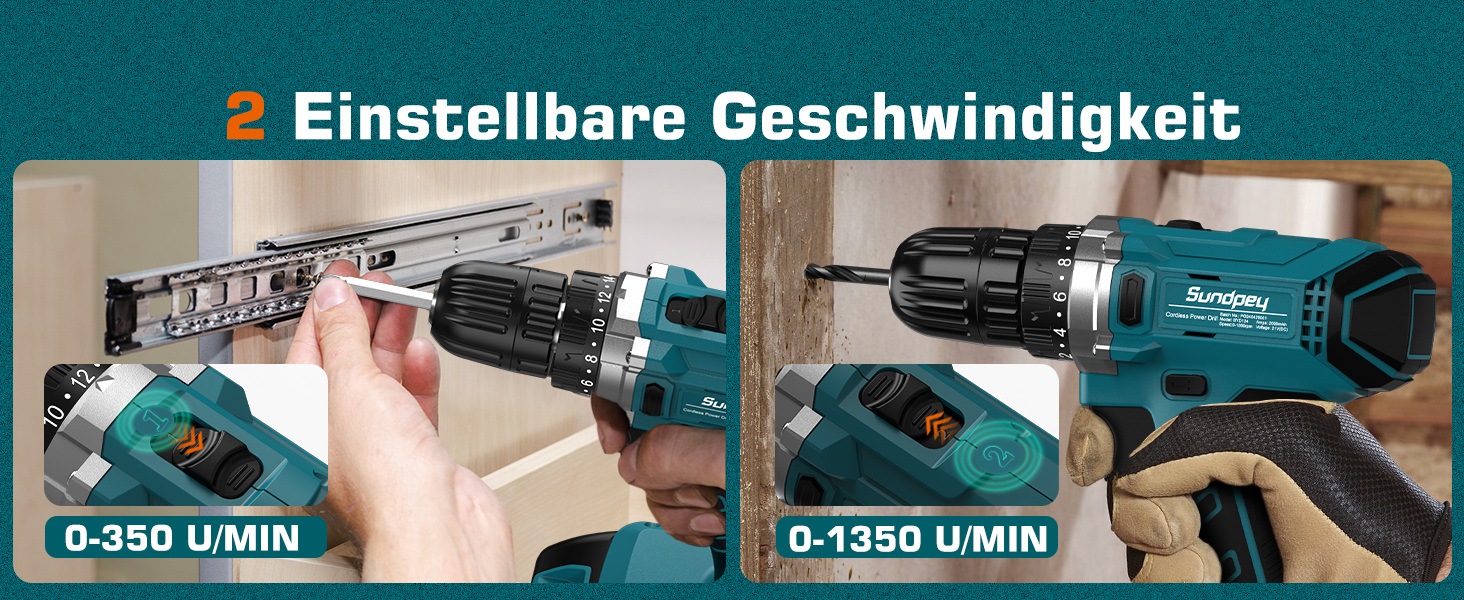 Набір інструментів Sundpey 255 шт. з акумуляторною дриль-шуруповертом 21V, акумуляторний набір з 2 * 2000mAh акумуляторами, ящиковий інструмент з шухлядою для ремонту дому та автомобіля, блакитний