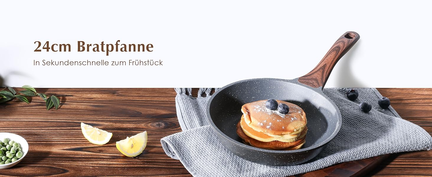 Сковорода SENSARTE з антипригарним покриттям, 24 см, з гранітною керамікою, для плити та індукції, без PFOA/PTFE/PFAS