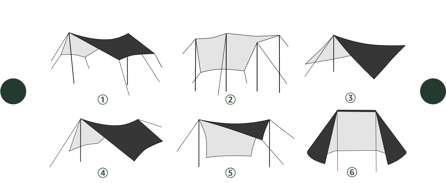 Намет Overmont 3x3м, Тент, Сонячний Павільйон з 6 кілочками та 6 мотузками. Захист від сонця для гамака, відпочинку на природі, подорожей та пікніків (Чорний)