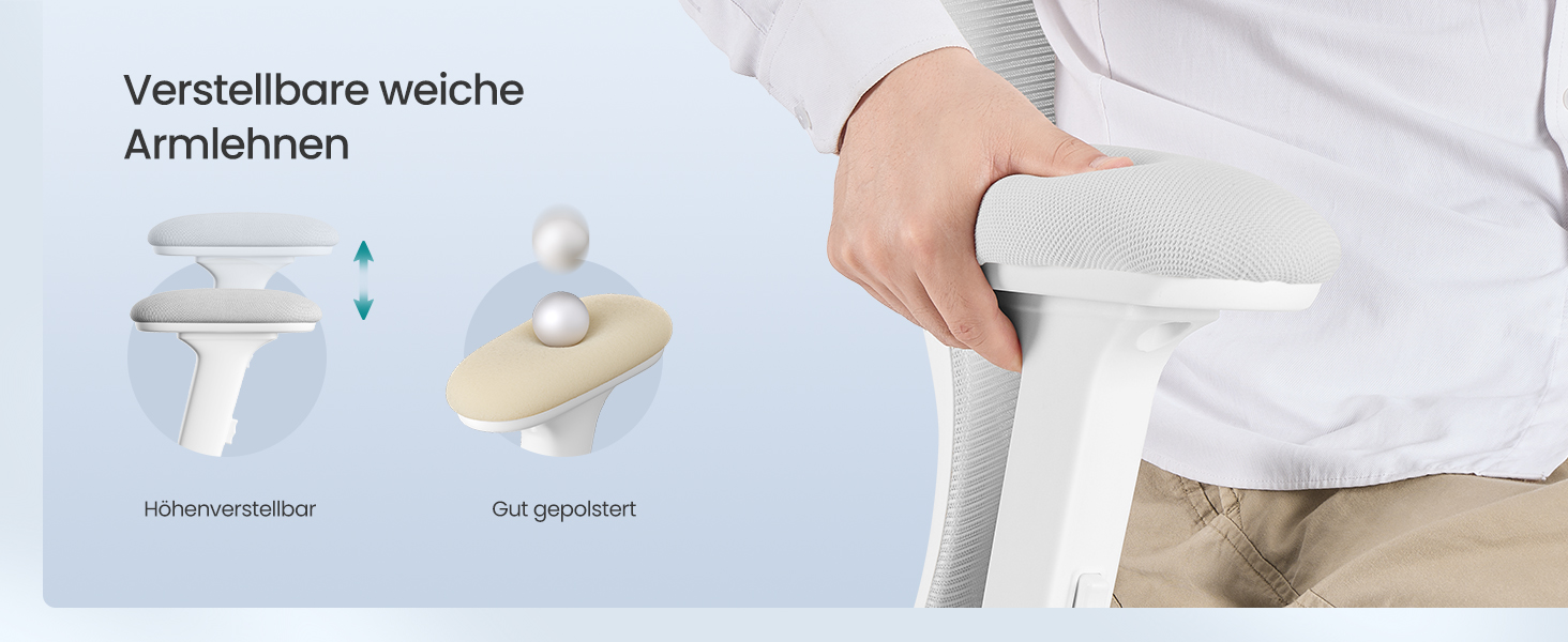 Офісний стіл SONGMICS - ергономічне крісло, комп'ютерне крісло з регульованою поперековою та підголовною підтримкою, до 150 кг, регульована висота, OBN066BH01 (Сірий голуб)