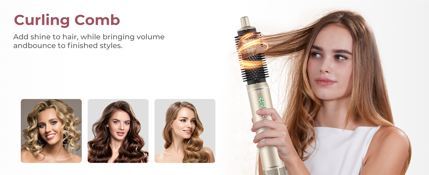 Air Styler 7 в 1: Фен-щітка, фен-щітка з дифузором, плойка для локонів, об'єм та укладка волосся, 1300W, 110000 обертів/хв
