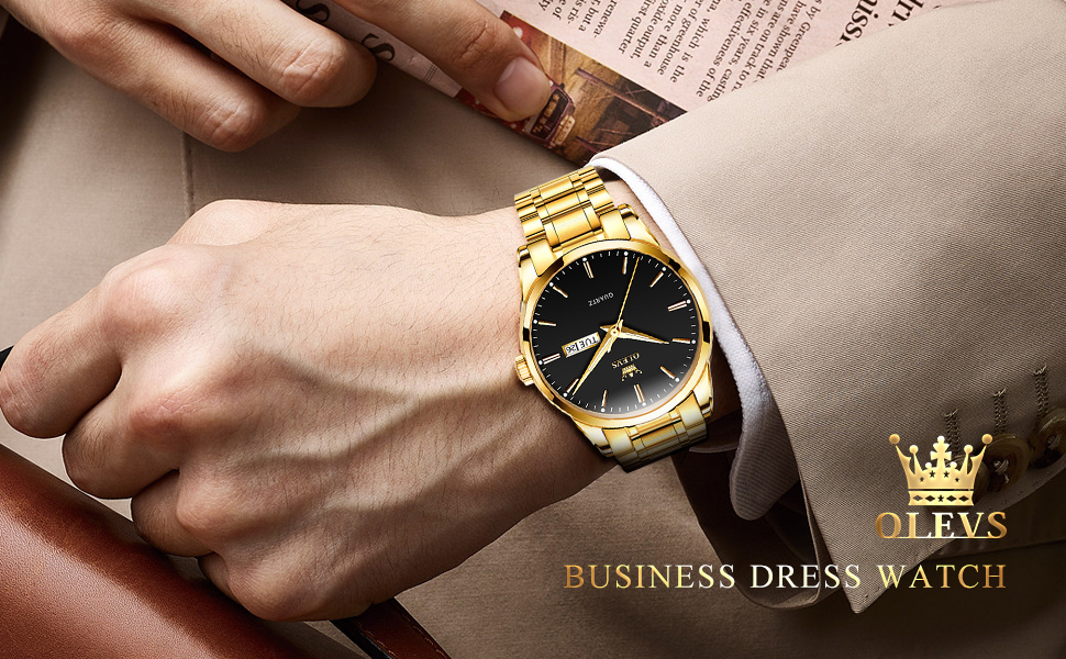 Чоловічий скелетон-годинник OLEVS 6898: кварцовий спортивний годинник з колесом гоночного авто, водонепроникний, сталь, чорний з золотом