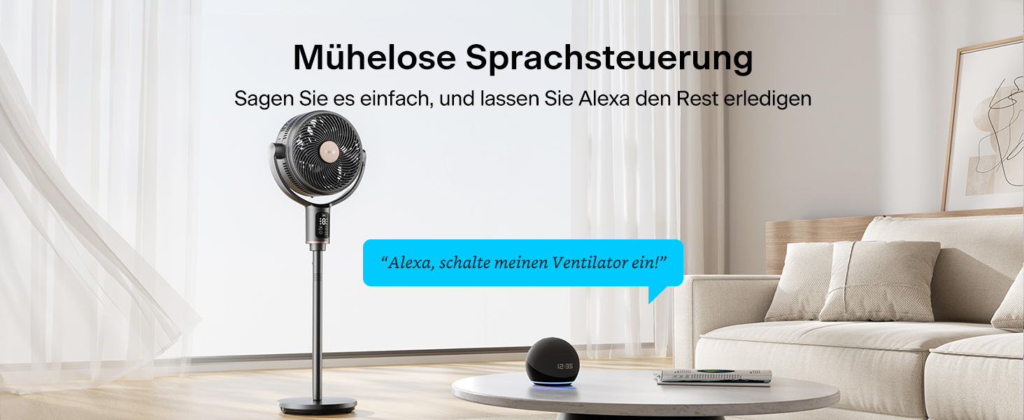 PELONIS Smart вентилятор підлоговий з осциляцією, DC мотор, 9 швидкостей, 26dB, регульована висота 36-110см, 9H