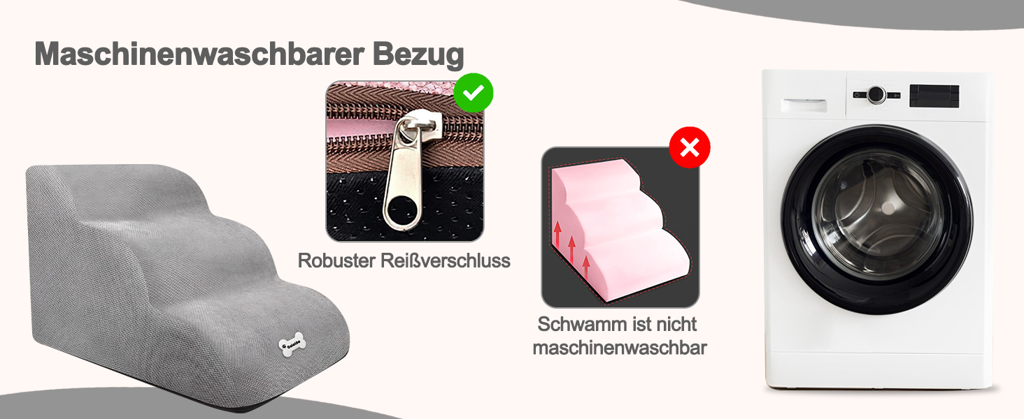 Сходинки для тварин Galatée: 3-ступеневі сходи з щільного пінополіуретану, знімний чохол на блискавці, для собак та інших домашніх тварин (Світло-коричневий)