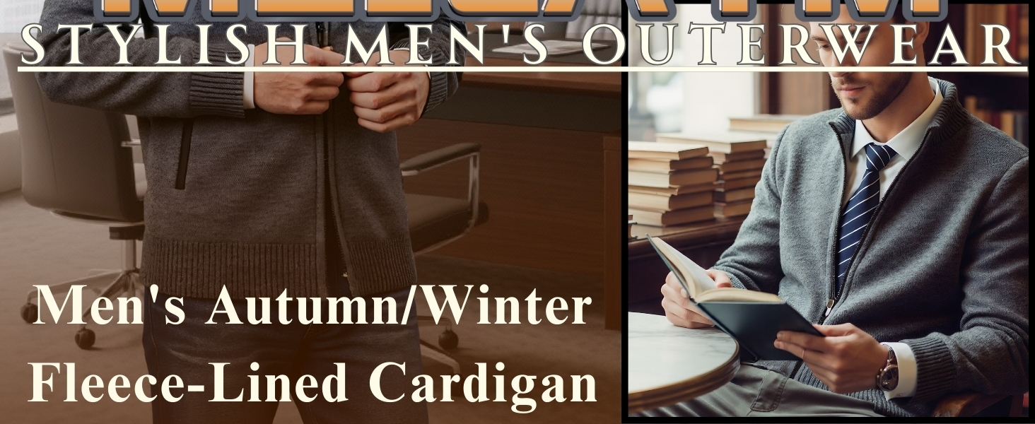 Чоловіча в'язана кофта з коміром-стійкою та блискавкою, тепла з м'яким флісовим підкладкою, світшот-кардиган з довгими рукавами, блакитний, осінь/зима