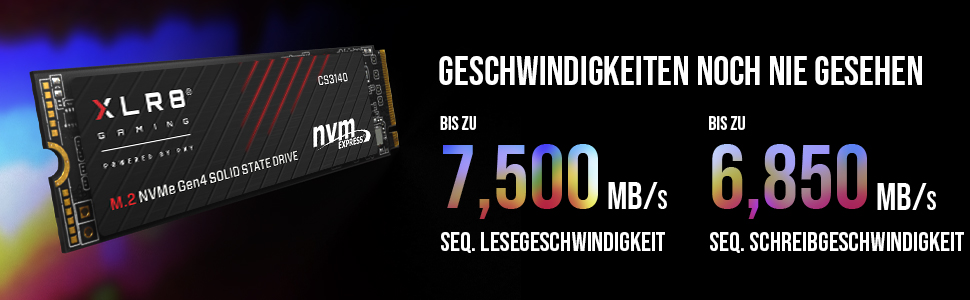 SSD PNY XLR8 CS3140 M.2 NVMe Gen4 x4 1TB - Внутрішній SSD накопичувач, 7500 МБ/с (читання), 5650 МБ/с (запис)