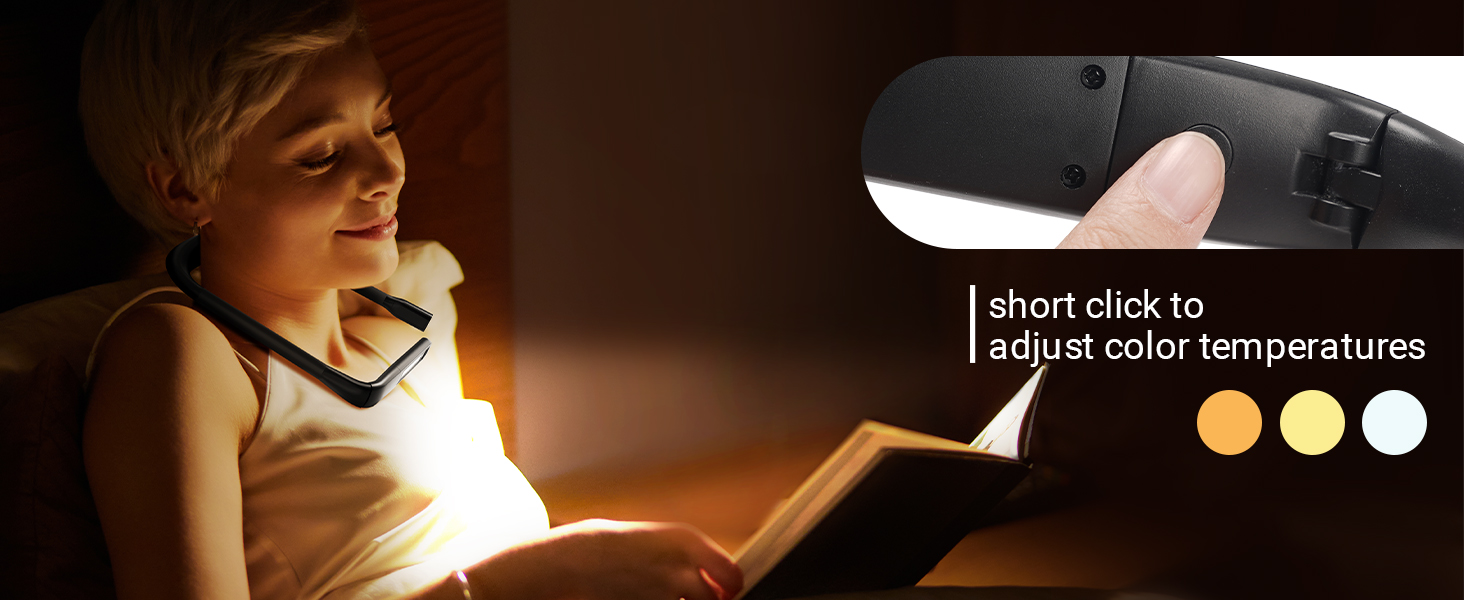 LED лампа на шию для читання та рукоділля Buch - 3 кольори, чорна