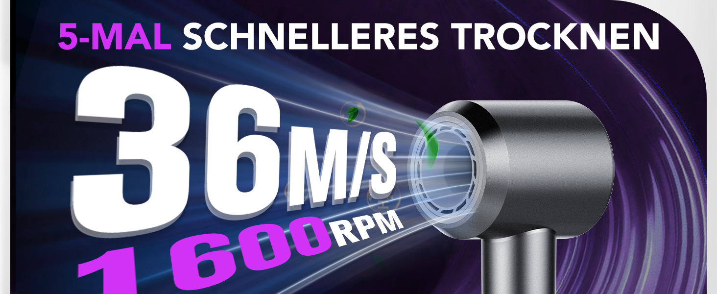 Фен Haartrockner з іонізацією 160 000 об/хв, 200 млн негативних іонів, термоконтроль, з насадкою-дифузором, сірий