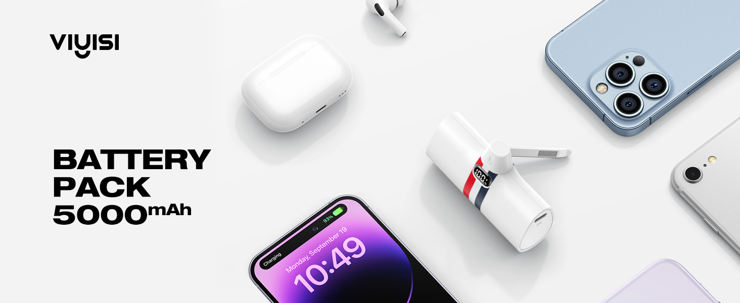 Power Bank VIYISI 5000mAh 20W з бездротовою зарядкою та LED-дисплеєм, сумісний з iPhone 14/12/11/X/8 та ін. (Білий)