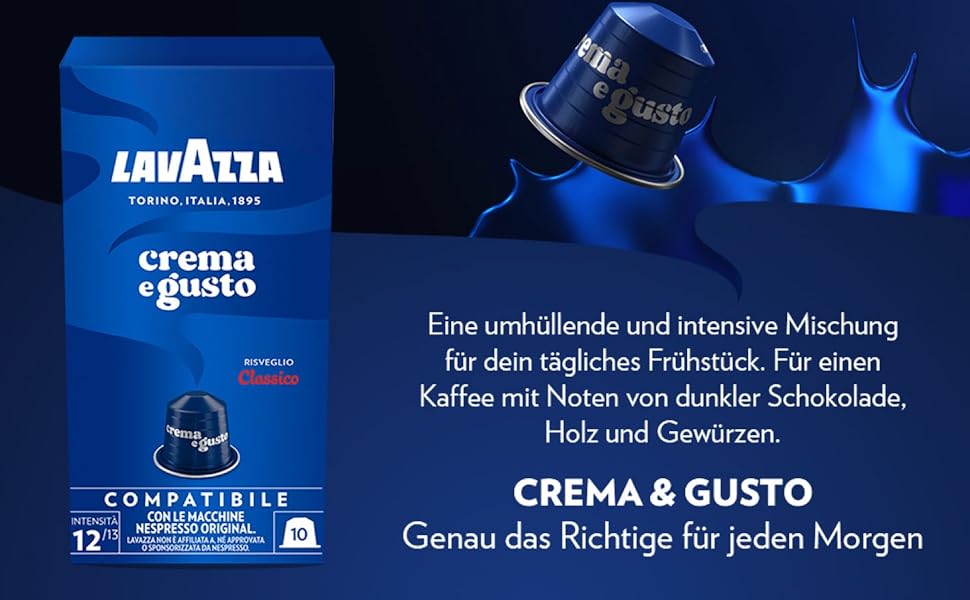 Кава в капсулах Lavazza Crema e Gusto для Nespresso, з нотками горіхів та шоколаду, 100 капсул (10х10г)