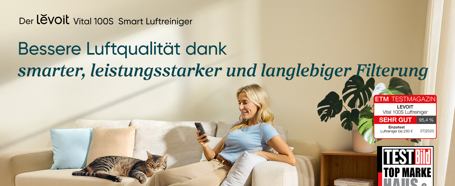 Повітряний фільтр LEVOIT з HEPA-фільтром: видаляє цвіль, пил, пилок, шерсть тварин. Автоматичний режим, CADR 240 м³/год, тихий режим 22 дБ, таймер, для кімнат до 50 м², білий.