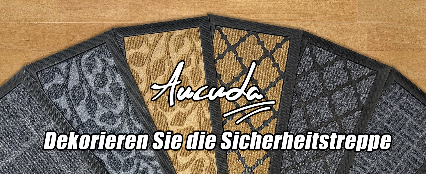 Гумові килимки на сходи зовнішні Aucuda, 6 шт., 76x22 см, сірі, антиковзкі, вологостійкі, теплоізоляційні для вулиці