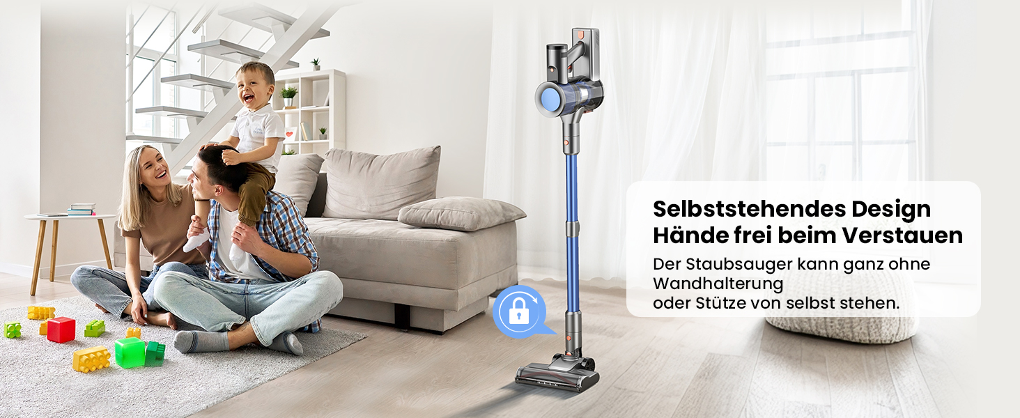 Бездротовий пилосос Dzaki 45000Pa з акумулятором, дисплеєм та антизаплутувальною насадкою для килимів, твердих підлог та шерсті тварин