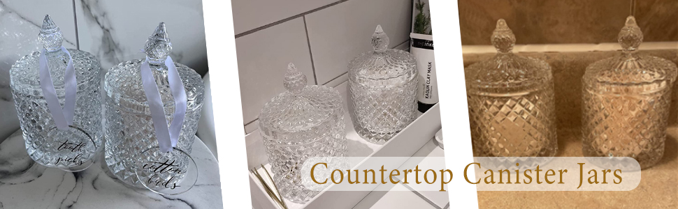 Контейнер для ватних паличок та дисків 2 шт. Прозорий скляний органайзер для ванної кімнати, туалетного столика. Підходить для ватних паличок, дисків, солі для ванни.