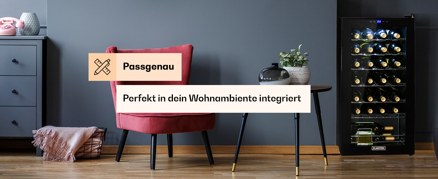 Витримайте вино як професіонал: Холодильник для вина Klarstein, 74 літри, 28 пляшок, з дверцятами зі скла, для дому та вулиці