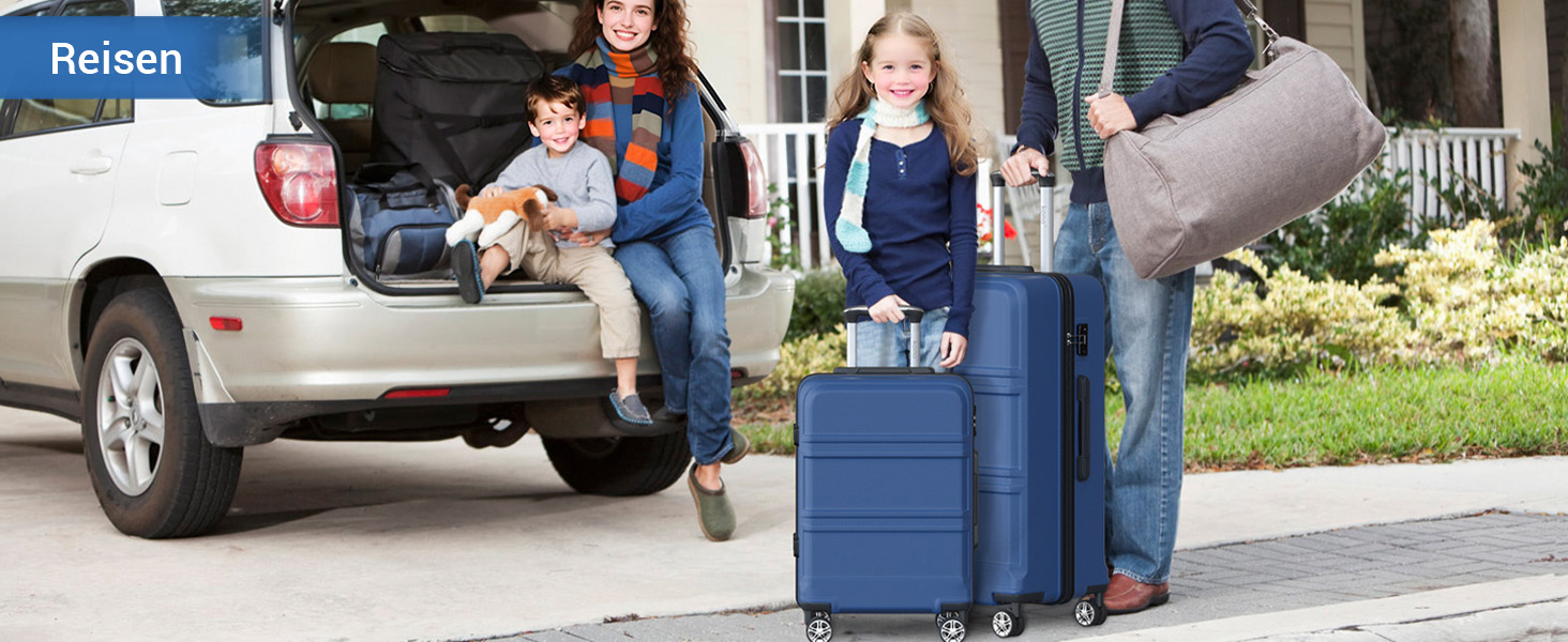 KONO Валіза-Тролей XL (74 см) з ABS+PC, 4 колеса, TSA-замок, для подорожей, бізнесу та сімейного відпочинку, темно-синій