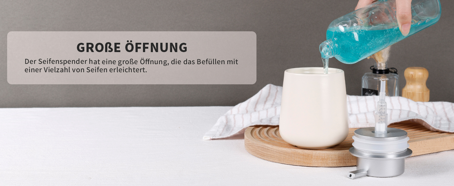 Дозатор для миючого засобу BosilunLife, 350 мл, наповнюваний, велика кнопка, стильний, неслизький, BPA-free для кухні та ванної кімнати