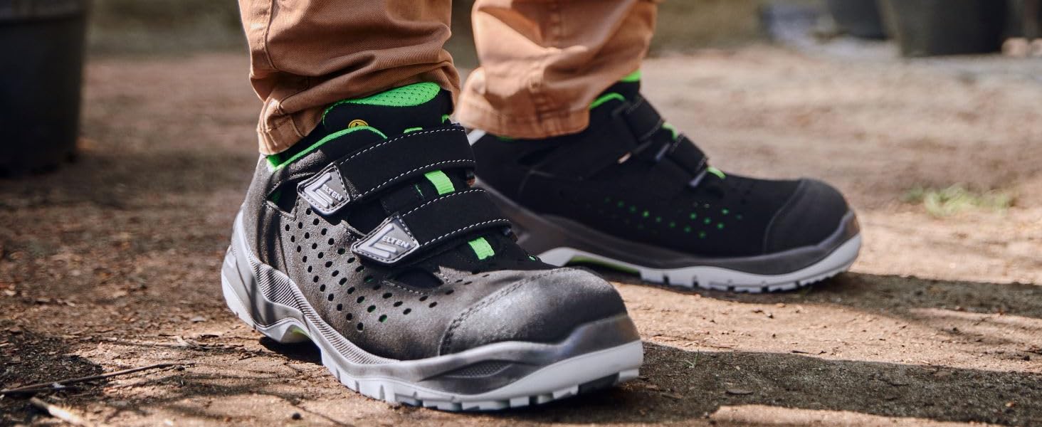 Робочі черевики ELTEN Scott XXT ESD S1PS, текстильні, чорні, для жінок та чоловіків, з пластиковою захисною капами (легші за сталеві), спортивні, 37 EU