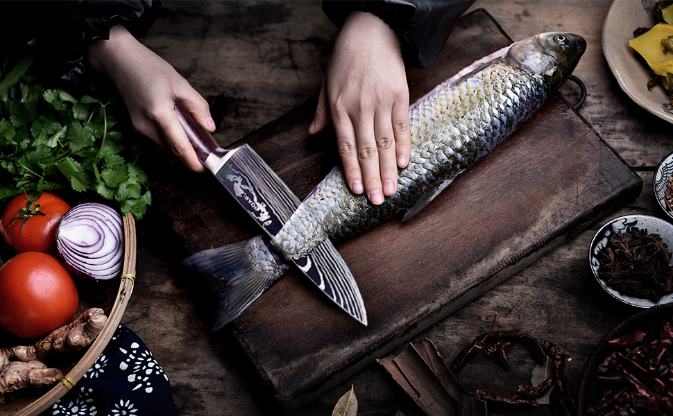 Набір кухонних ножів Hoablorn 15 предметів з блоком: високоякісний набір ножів з дерев'яним блоком, ідеальний для дому та як подарунок